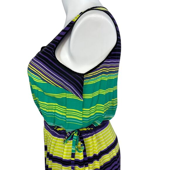 In the MIx Womens Maxi Sundress Lightweight Striped Blouson Multicolor 2X - Picture 7 of 10